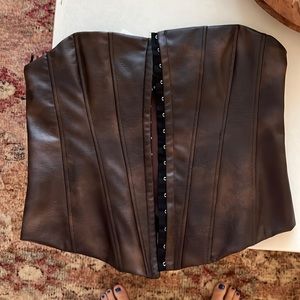 Zara brown leather corset